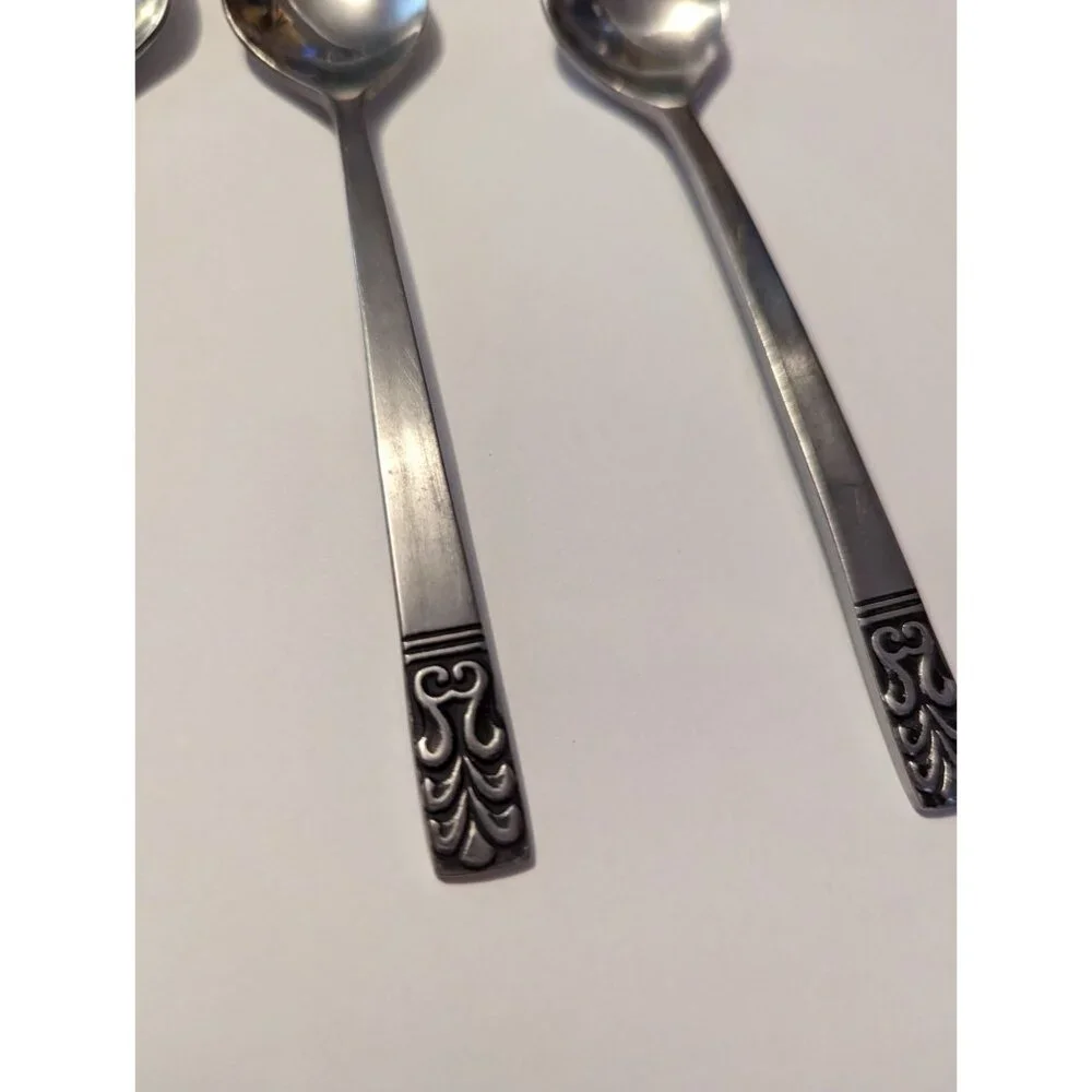 VTG‎ CARLYLE Hong Kong stainless cameo pattern lot 5 teaspoons replacement
